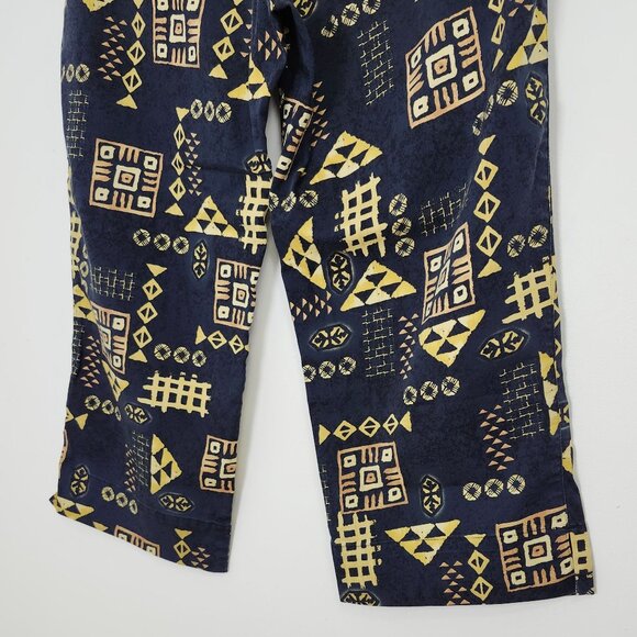 Vtg 90s Banana Bay Resort Wear Capri Pant Geometric Print 4 Pockets Navy Yellow - Picture 7 of 16